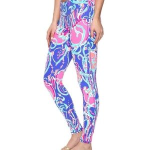 Lilly Pulitzer LUXLETIC WEEKENDER LEGGING Iris Blue PopUp Jellies Be Jammin XL